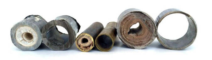 Cross-sections of scaled process pipes