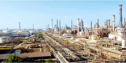 Refinery piping aerial view